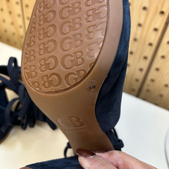 Gianni Bini Kat Kall Navy Lace-Up Block Heel Sandals - Picture 6 of 11